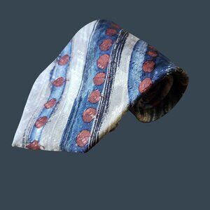 Wembley Mens Silk Tie Blue & Red Abstract Pattern
